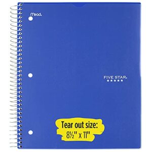 Five Star Spiral Notebook, 3 Subject, College Ruled Paper, 150 Sheets, 11" x 8-1/2, Customizable Cover, Color Selected For You, 1 Count (08232)