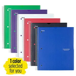 Five Star Spiral Notebook, 3 Subject, College Ruled Paper, 150 Sheets, 11" x 8-1/2, Customizable Cover, Color Selected For You, 1 Count (08232)