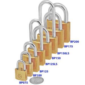 FJM Security Products Mountain Series (BP125ALS-51) Solid Brass Padlocks, 1-1/4" Wide Keyed Alike, 2-1/8" Long Shackle