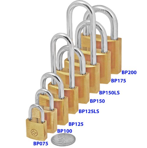 FJM Security Products Mountain Series (BP125ALS-51) Solid Brass Padlocks, 1-1/4" Wide Keyed Alike, 2-1/8" Long Shackle