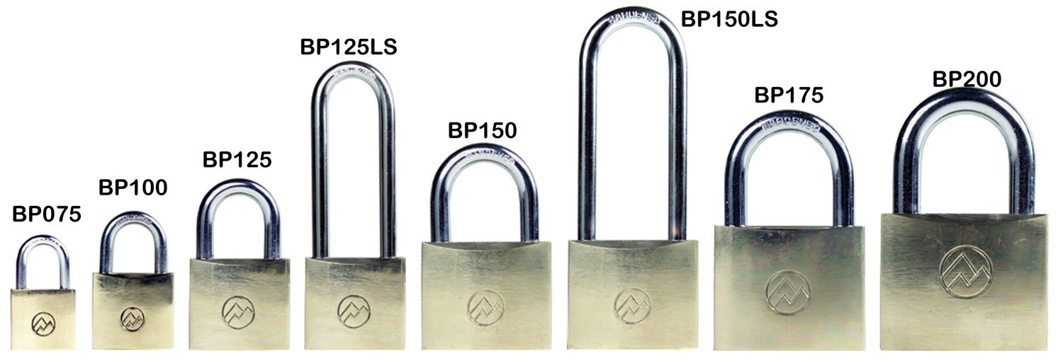 FJM Security Products Mountain Series (BP125ALS-51) Solid Brass Padlocks, 1-1/4" Wide Keyed Alike, 2-1/8" Long Shackle