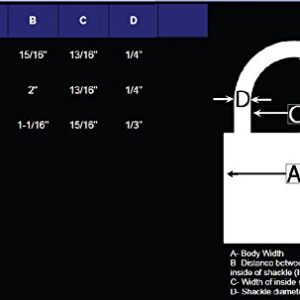 FJM Security A389-40-LS Laminated Steel Keyed Alike (A389) Long Shackle Padlock