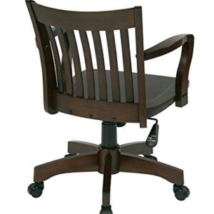 OSP Home Furnishings Deluxe Wood Banker's Desk Chair with Adjustable Height, Locking Tilt, and Heavy Duty Base, Espresso