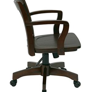 OSP Home Furnishings Deluxe Wood Banker's Desk Chair with Adjustable Height, Locking Tilt, and Heavy Duty Base, Espresso
