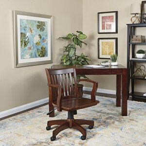 OSP Home Furnishings Deluxe Wood Banker's Desk Chair with Adjustable Height, Locking Tilt, and Heavy Duty Base, Espresso