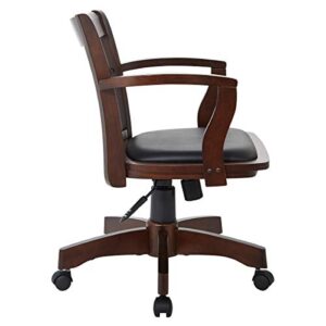 OSP Home Furnishings Deluxe Wood Banker's Desk Chair with Padded Seat, Adjustable Height and Locking Tilt, Espresso Finish and Black Vinyl