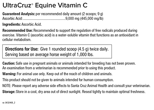 UltraCruz Equine Vitamin C Supplement for Horses, 1 lb, Powder (50 Day Supply)