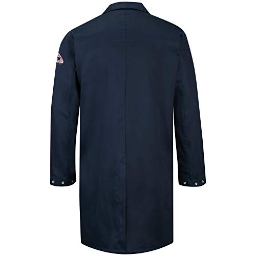 Bulwark FR mens Fr Concealed Snap-front medical lab coats, Navy, X-Large US