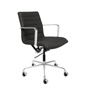 laura davidson furniture soho ii ribbed office chair, ergonomically designed with arm rest & swivel, black