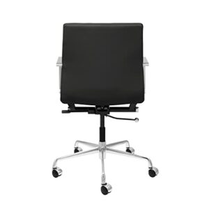 Laura Davidson Furniture SOHO II Ribbed Office Chair, Ergonomically Designed with Arm Rest & Swivel, Black