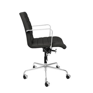 Laura Davidson Furniture SOHO II Ribbed Office Chair, Ergonomically Designed with Arm Rest & Swivel, Black