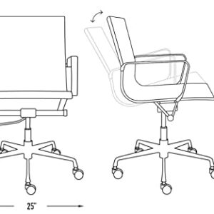 Laura Davidson Furniture SOHO II Ribbed Office Chair, Ergonomically Designed with Arm Rest & Swivel, Black