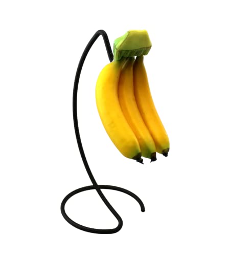 Banana Tree Holder Ripens Fruit Evenly Prevents Bruising and Spoiling Metal Black Matte