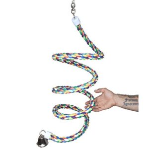 Bonka Bird Toys 1022 Huge Rope Boing Coil Swing Bird Toy Parrot cage pet Stand Perch Macaw Cockatoo Amazon African Grey Play chew Aviary Bungee Accessories Colored Playground