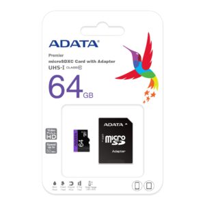 ADATA Premier 64GB microSDHC/SDXC UHS-I U1 Class 10 Memory Card with Adapter (AUSDX64GUICL10-RA1)