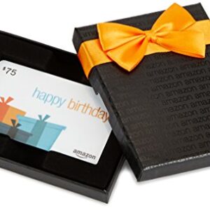 Amazon.com $75 Gift Card in a Black Gift Box (Birthday Presents Card Design)