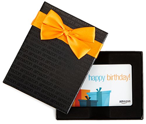 Amazon.com $75 Gift Card in a Black Gift Box (Birthday Presents Card Design)