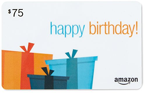 Amazon.com $75 Gift Card in a Black Gift Box (Birthday Presents Card Design)