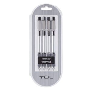 tul® - pens - bp3 retractable ballpoint pens - 9.1" x 3.6" x 0.7" - black - pk of 4