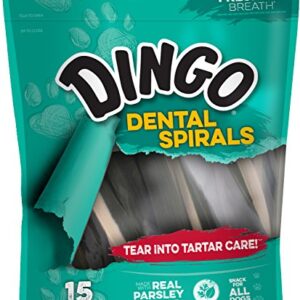 Dingo Tartar and Breath Dental Spirals for All Dogs, 15-Count