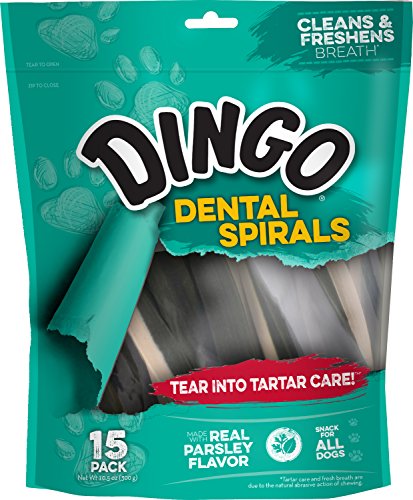 Dingo Tartar and Breath Dental Spirals for All Dogs, 15-Count