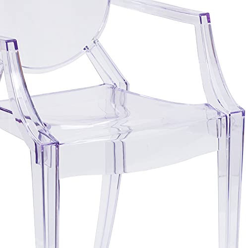 Flash Furniture Ghost Chair with Arms in Transparent Crystal