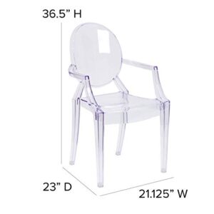 Flash Furniture Ghost Chair with Arms in Transparent Crystal