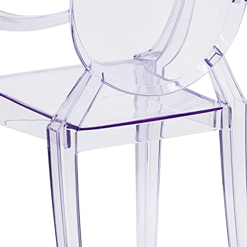 Flash Furniture Ghost Chair with Arms in Transparent Crystal