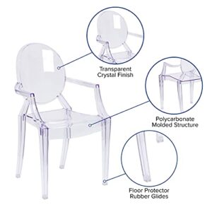 Flash Furniture Ghost Chair with Arms in Transparent Crystal