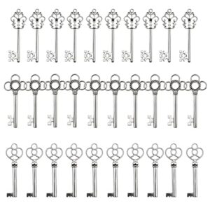 mixed set of 30 large skeleton keys in antique silver - set of 30 keys (silver color)