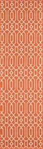 momeni rugs , baja collection contemporary indoor & outdoor area rug, easy to clean, uv protected & fade resistant, 2'3" x 7'6" runner, orange