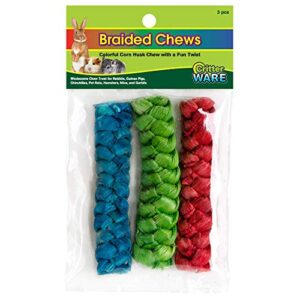 ware 3 piece braided chews for small animals, large, multicolor