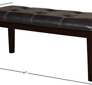 Homelegance Dining Bench, 49-Inch, Western, Dark Brown, Espresso Finish