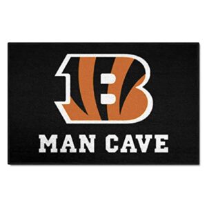 fanmats 14285 cincinnati bengals man cave starter mat accent rug - 19in. x 30in. | sports fan home decor rug and tailgating mat