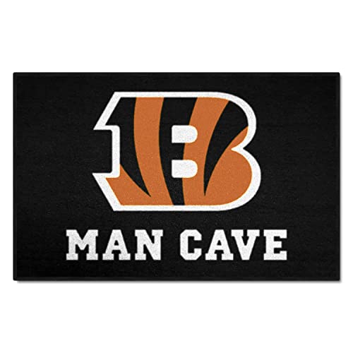 FANMATS 14285 Cincinnati Bengals Man Cave Starter Mat Accent Rug - 19in. x 30in. | Sports Fan Home Decor Rug and Tailgating Mat