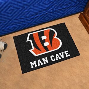 FANMATS 14285 Cincinnati Bengals Man Cave Starter Mat Accent Rug - 19in. x 30in. | Sports Fan Home Decor Rug and Tailgating Mat