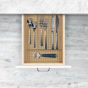 Spectrum Grid Modern Farmhouse Organizer & Utensil Holder, Rustic Kitchen Storage & Cutlery Tray, Silverware Drawer Organizer, Small, Satin Nickel