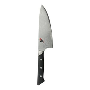 miyabi fusion morimoto edition wide chef's knife, 6-inch, black w/red accent/stainless steel