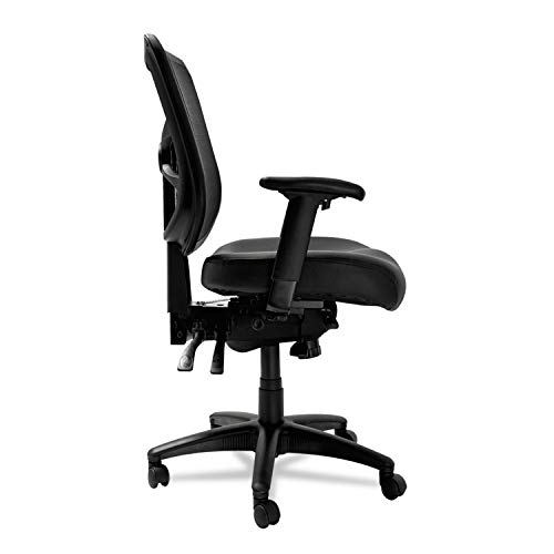 Alera EL4215 Elusion Series Mesh Mid-Back Multifunction Chair, Black Leather