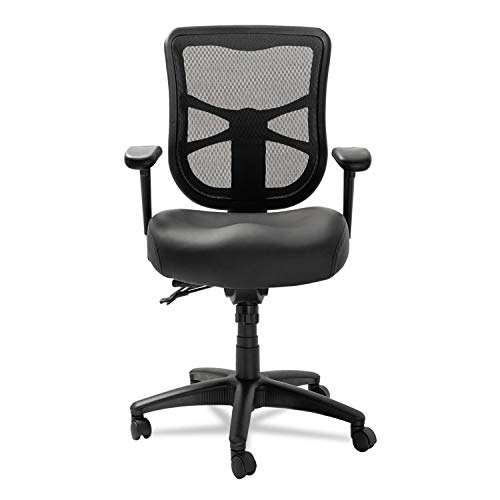 Alera EL4215 Elusion Series Mesh Mid-Back Multifunction Chair, Black Leather