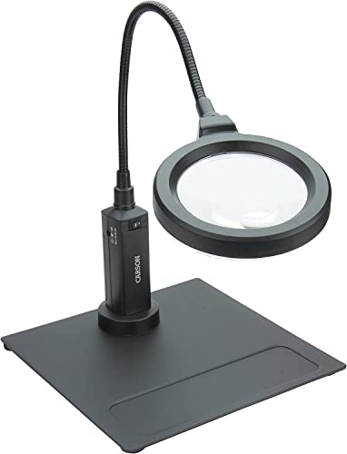 Carson MagniFlex Pro 2x LED Lighted Gooseneck Flexible Magnifier with 4x Spots Lens and Magnetic Base (CP-90) Black