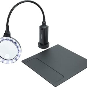 Carson MagniFlex Pro 2x LED Lighted Gooseneck Flexible Magnifier with 4x Spots Lens and Magnetic Base (CP-90) Black