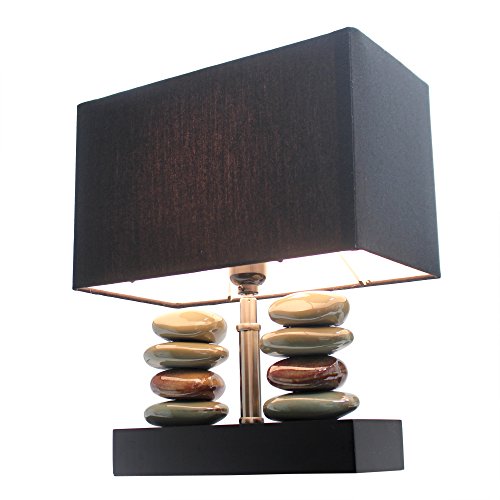 Elegant Designs LT1036-BLK Rectangular Dual Stacked Stone Ceramic Table Lamp, Black