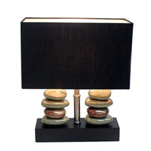 Elegant Designs LT1036-BLK Rectangular Dual Stacked Stone Ceramic Table Lamp, Black