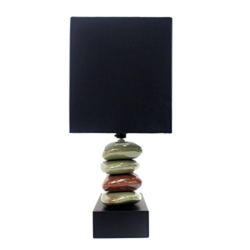 Elegant Designs LT1036-BLK Rectangular Dual Stacked Stone Ceramic Table Lamp, Black