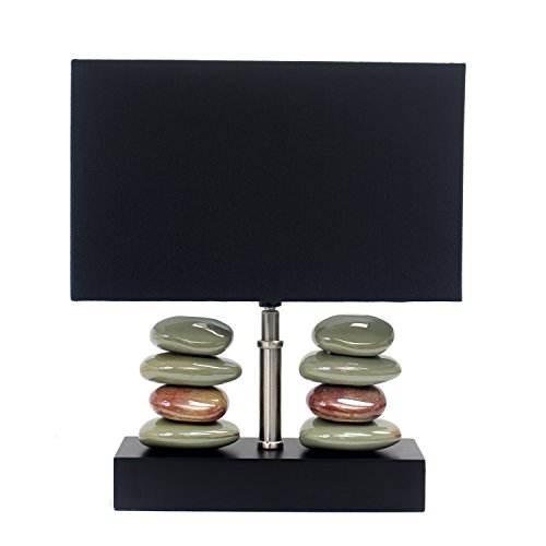 Elegant Designs LT1036-BLK Rectangular Dual Stacked Stone Ceramic Table Lamp, Black