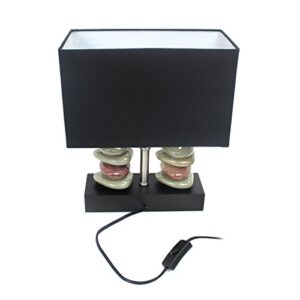 Elegant Designs LT1036-BLK Rectangular Dual Stacked Stone Ceramic Table Lamp, Black