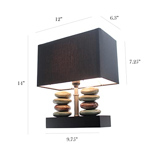 Elegant Designs LT1036-BLK Rectangular Dual Stacked Stone Ceramic Table Lamp, Black