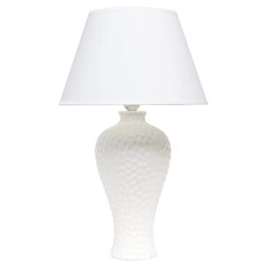 simple designs lt2004-wht hammered stucco curvy ceramic table lamp, white