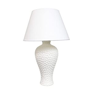 Simple Designs LT2004-WHT Hammered Stucco Curvy Ceramic Table Lamp, White